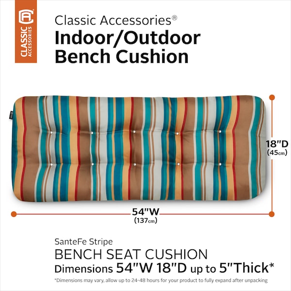 Indoor/Outdoor Bench Cushion, 54 X 18 X 5, Santa Fe Stripe
